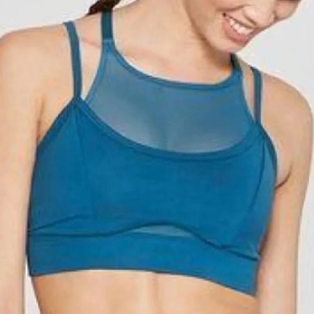 JoyLab Double Layer Mesh Sports Wire Free Sports‎ Bra XS Ocean Blue NWT - Picture 4 of 5